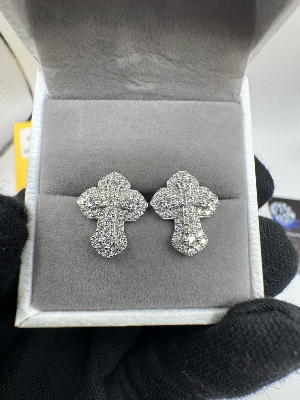 S925 silver moissanite earrings VVS1 GRA certified cross shape